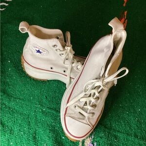 Converse Run Star Hike Hi Cream Beige & White Chuck Taylor Platform SZ 7
